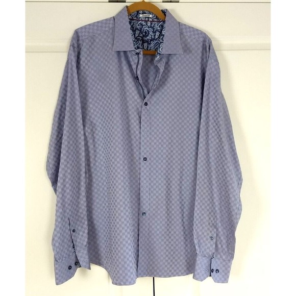 BUGATCHI UOMO Lavender Geometric XXL Button Up Dress Shirt Flip Cuff Long Sleeve - Picture 1 of 16